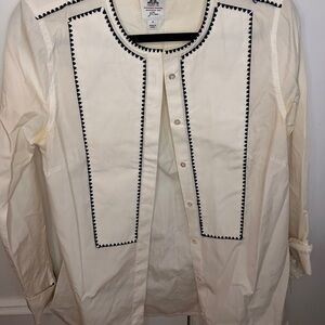 J. Crew Cream Blazer with Black Detailing